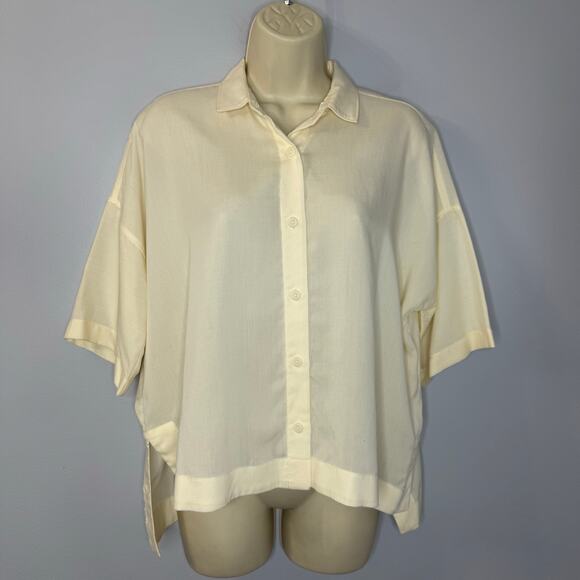 Everlane The Short-Sleeve Square Shirt Relax Butterlite Cream Women's XS - Picture 4 of 13